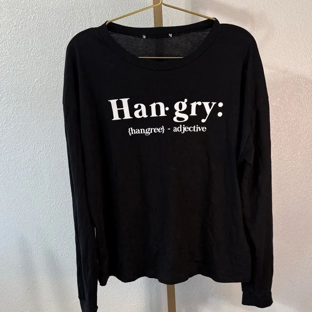 ‘Hangry’ Black Long Sleeve Shirt- Large
